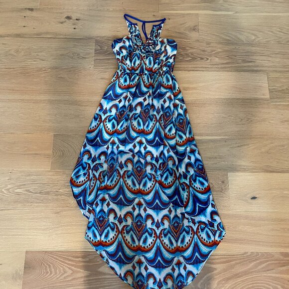 Bebe Multicolor Print Hi Lo Dress Size Medium - Picture 1 of 11